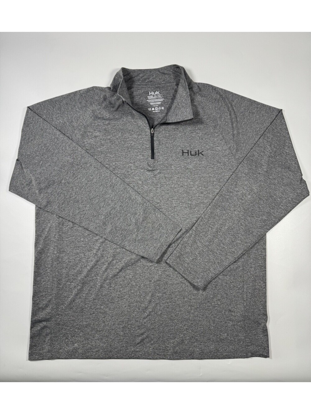 HUK Performance 1/4 Zip Pullover Mens XL Gray Fishing Stretch Long Sleeve